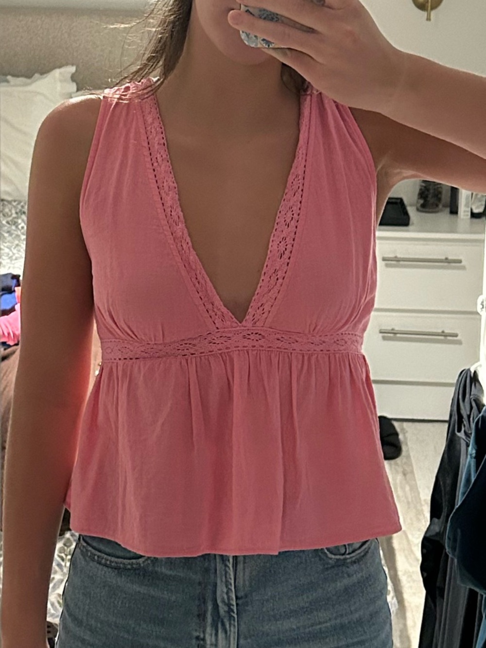 Pink V-Neck Flowy Top